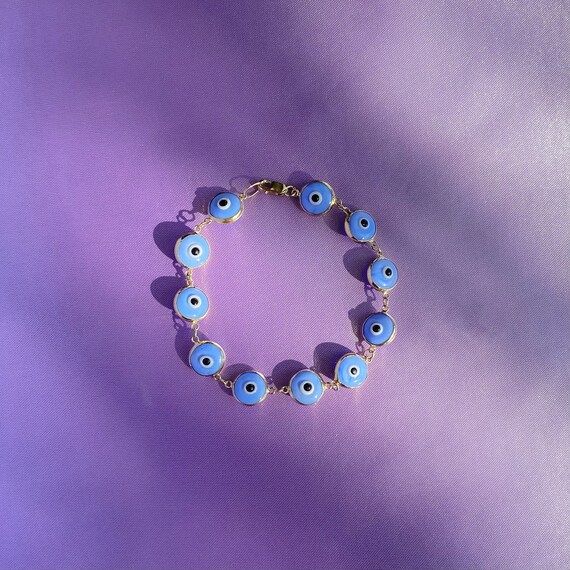 Evil Eye Bracelet, Blue Evil Eye Bracelet, 14K Go… - image 4