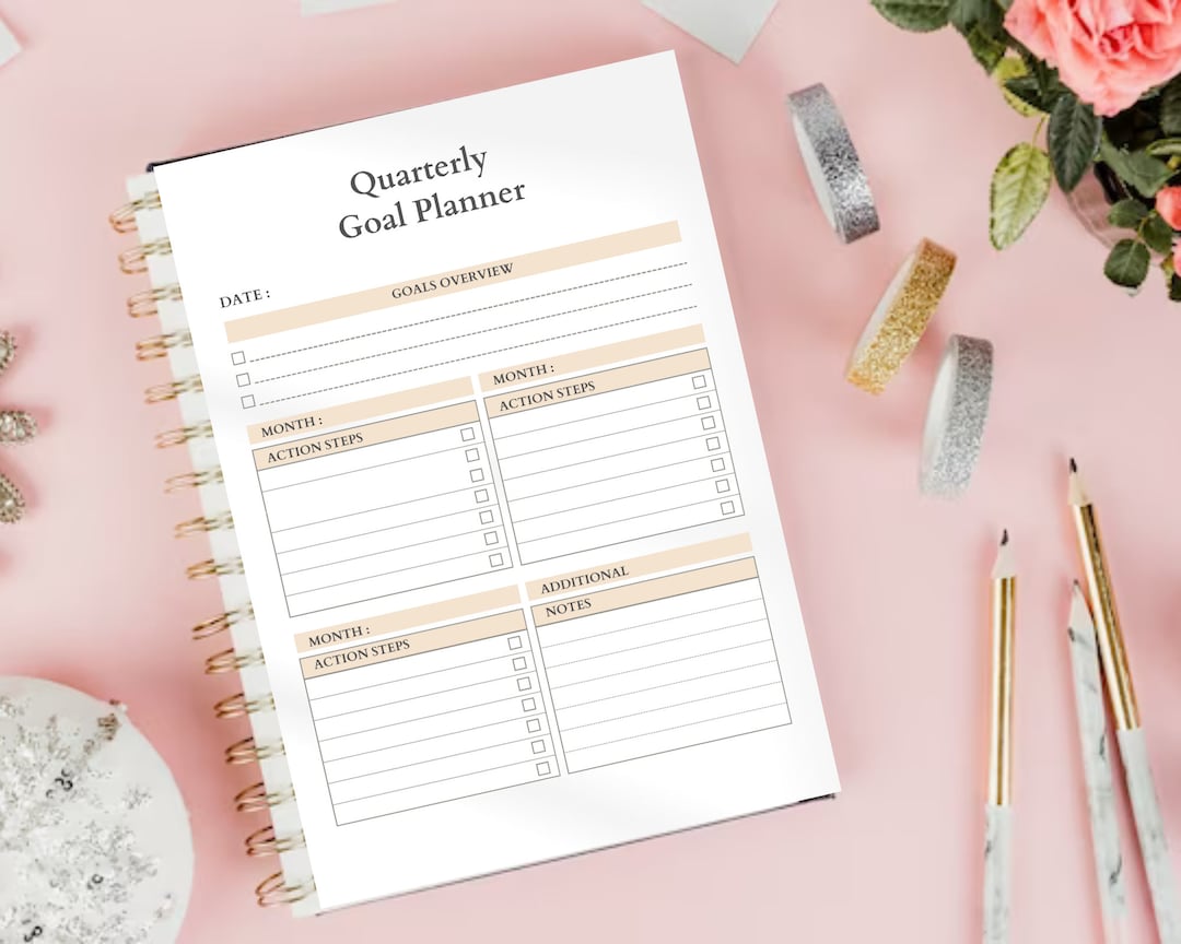 Quarterly Goal Planner Printable Goal Planner Digital Goal - Etsy