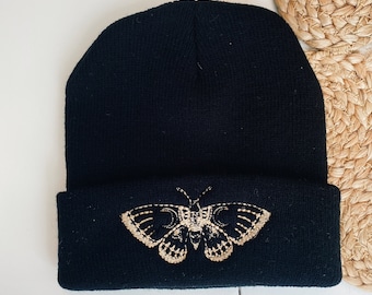 black moth beanie