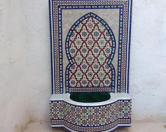 Mosaic fountain, water fountain, garden fountain, outdoor fountain, wall fountain, ceramic fountain