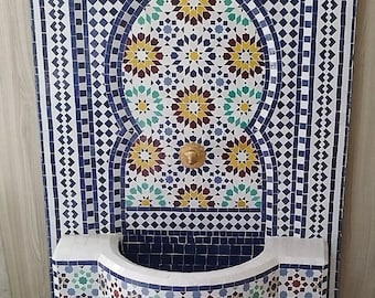Mosaic fountain, water fountain, garden fountain, outdoor fountain, wall fountain, ceramic fountain