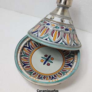 Moroccan ceramic tagine with nickel silver inlays original /traditional tagine/Moroccan ceramic sinks