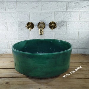 Lavabo de baño, Lavabo de estilo marroquí, Lavabo pintado a mano, Lavabo hecho a mano, Lavabo de baño moderno, Lavabo redondo marroquí