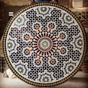Mosaic table, Mosaic garden table, Mosaic kitchen table, Mosaic outdoor table, Mosaic round table