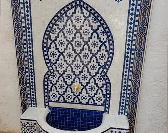 Mosaic fountain, water fountain, garden fountain, outdoor fountain, wall fountain, ceramic fountain