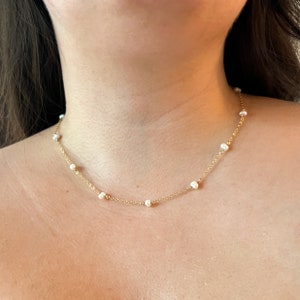 ブレスレット LESS IS MORE 14K gold field pearl necklace Vintage 14K Gold & Iridescent White Baroque Cultured