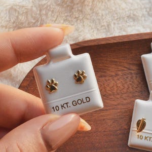 10k solid gold stud earrings dog bone, gift for dog lovers, dainty Minimalist piercing