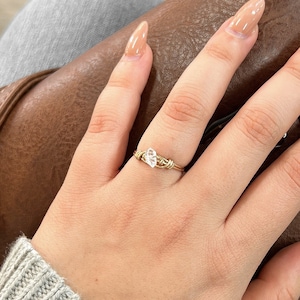 14k gold filled / sterling silver herkimer diamond ring, wire wrapped , dainty clear gemstone, natural stone jewelry, adjustable stackable