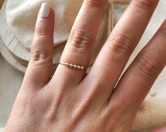 14k gold filled / sterling silver anxiety ring with five or 10 beads / Bead Stacking Ring / spinning ring / 925 silver / adjustable