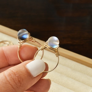 14k gold filled / sterling silver matte Mystic ring, Frosted Aura Quartz, glazed donut luminous rainbow mermaid glass beads, adjustable ring