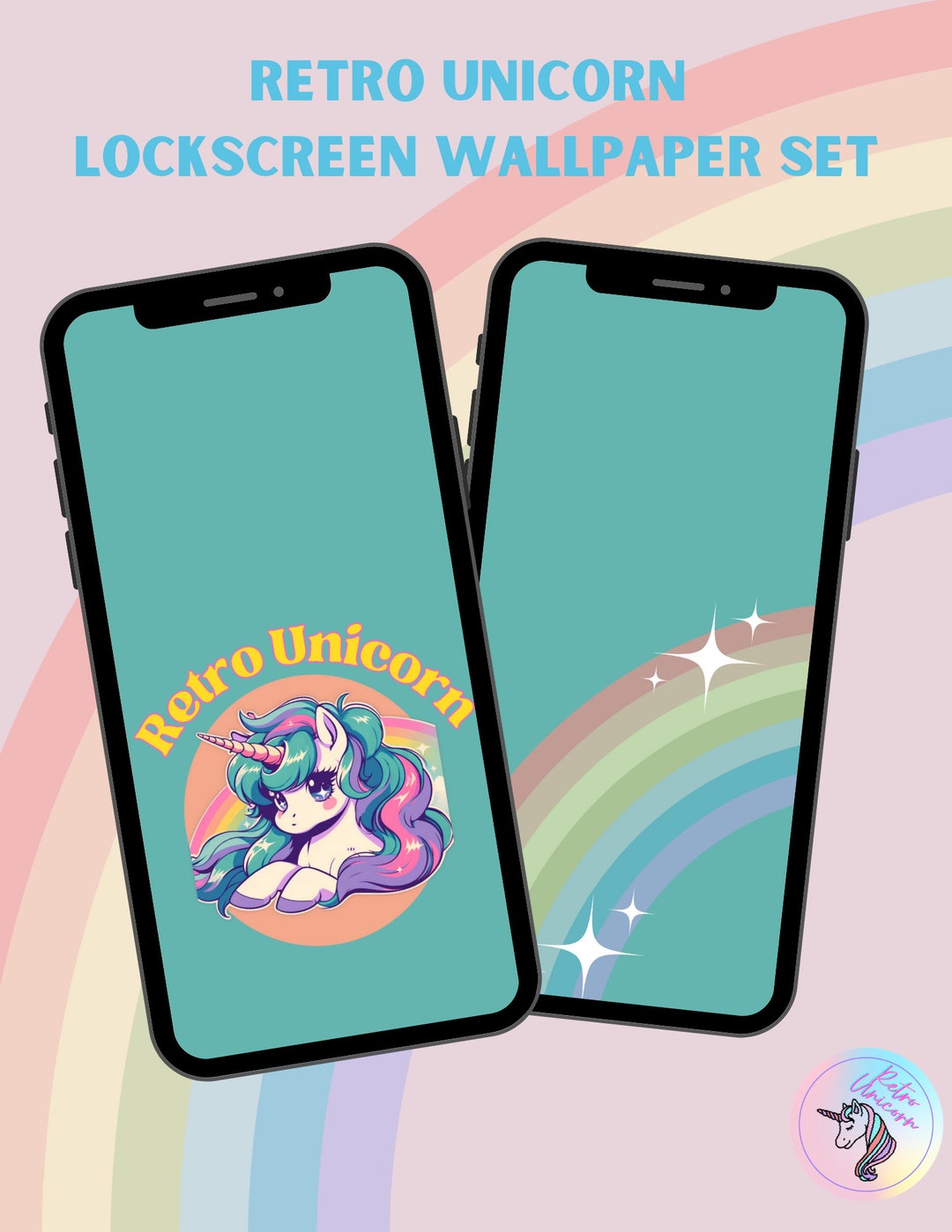 Unicorn Lockscreen Wallpaper Bundle, Anime Character, 80s PNG 90s PNG
