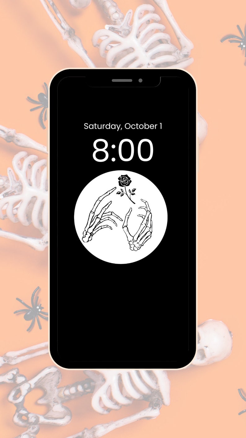 Halloween Lockscreen Skeleton Phone Wallpaper, -halloween Digital ...
