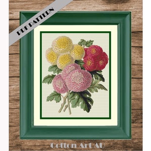Cross Stitch pattern Dahlia, Floral cross stitch, Flower cross stitch, Bouquet cross stitch, Vintage cross stitch, Dahlia cross stitch