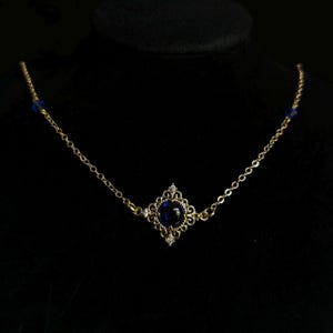 The &#39;Eowyn&#39;  - Fantasy Necklace | Fantasy Jewellery |  Gold and Blue Necklace