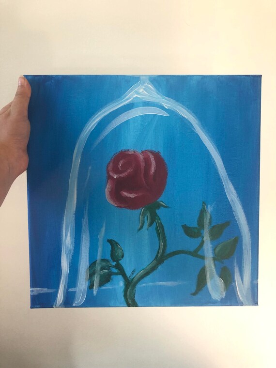 Painting On Canvas Beauty The Beast Rose Painting Etsy