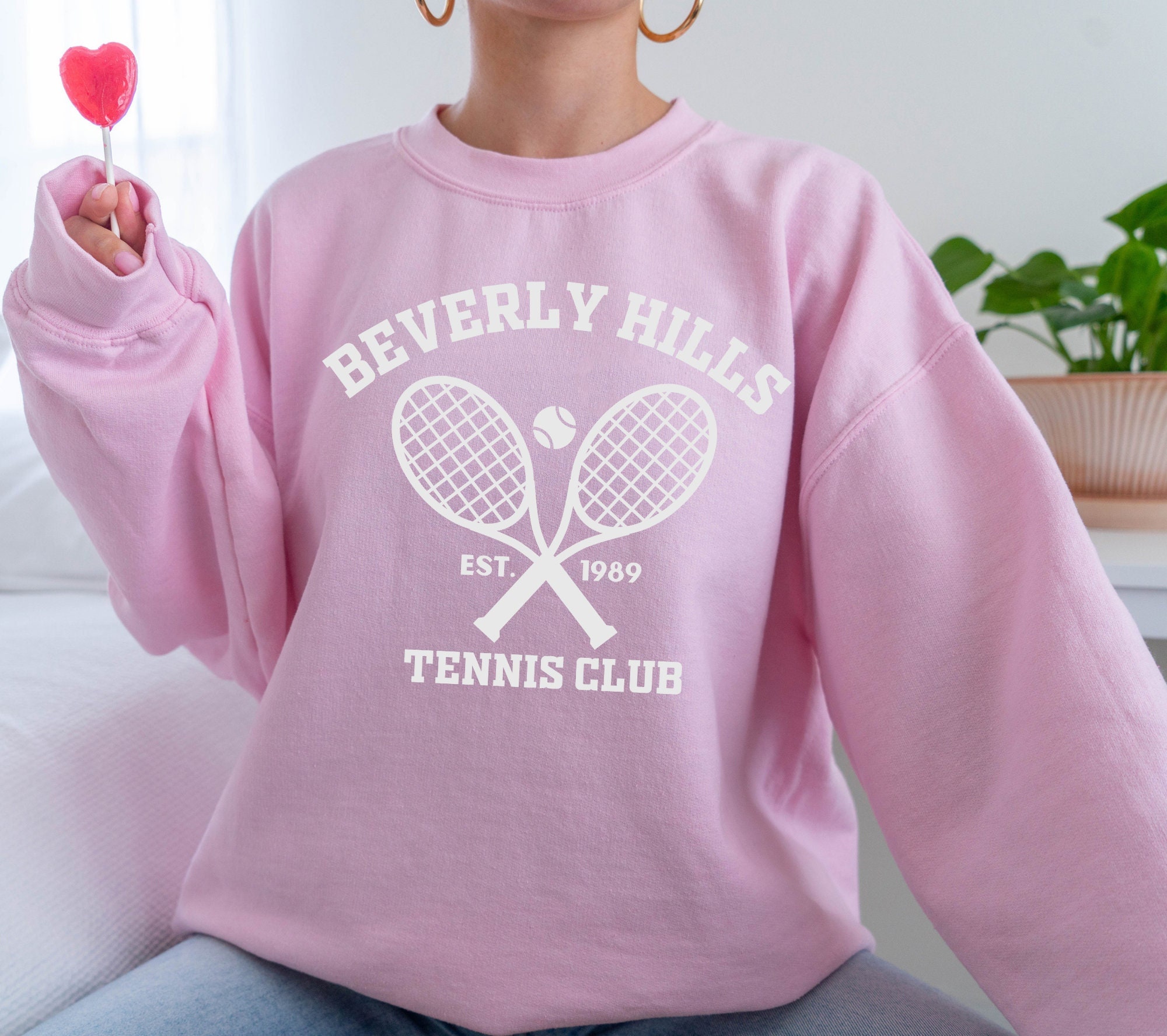 Beverly Hills Tennis Unisex Heavy Blend Crewneck Sweatshirt 90210 Tennis Retro Tennis logo