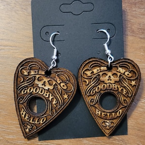 Wood Ouija board earrings