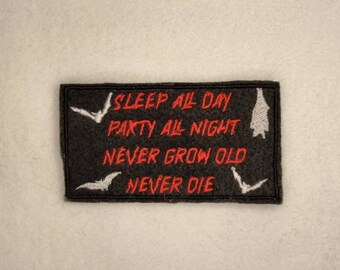 The Lost Boys - Sleep All Day Party All Night - Embroidered Sew-On / DIY Patch