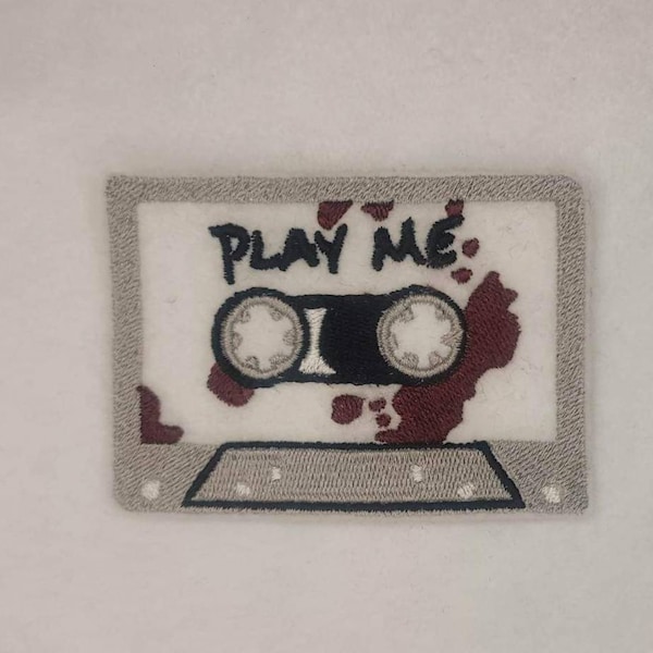 Play Me Cassette - Saw - Embroidered Sew-On / DIY Patch