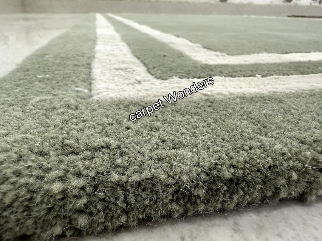 Hand-tufted Sage Green Wool Rug: Modern Abstract Design, 8x10 - Etsy