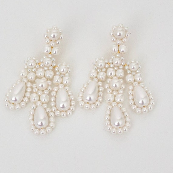 Simone Rocha flower pearls drop earrings; Wedding… - image 2