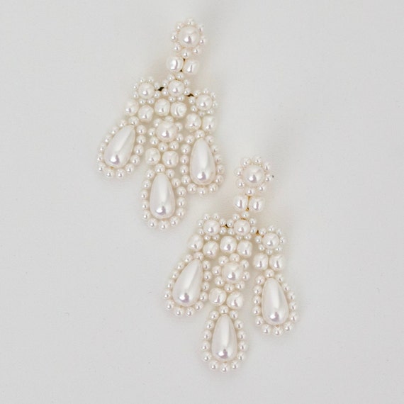 Simone Rocha flower pearls drop earrings; Wedding… - image 4