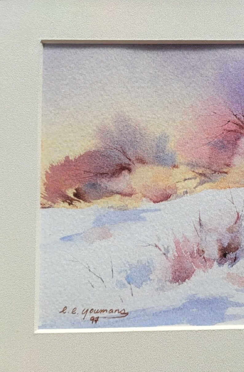 Original Landscape Watercolor, Signed E.e. Youmans, Winter Scene ...