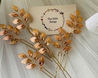 Wedding kg gold hair pins set of 3 pcs