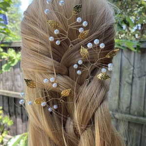 Golden hair pins Set of 3 pcs wedding, bridal image 5