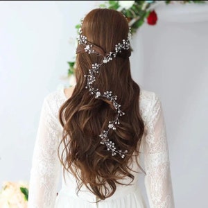 Bridal hair vine silver, mix of Crystals and Pearls.