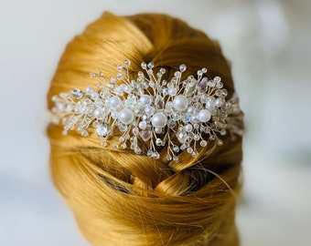 Bridal, wedding crystal pearl hair comb