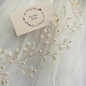 Bridal, bridesmaids, wedding Black, silver, beige, pearl hair vine