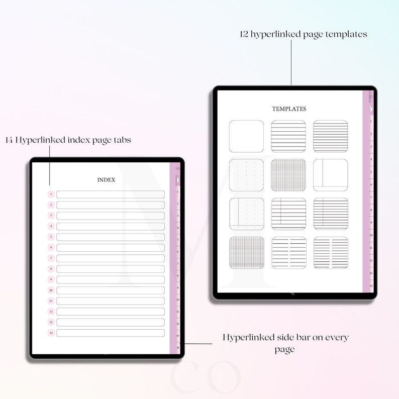 Digital Hyperlinked Notebook for Goodnotes and Notability, Tabs , Lined ...