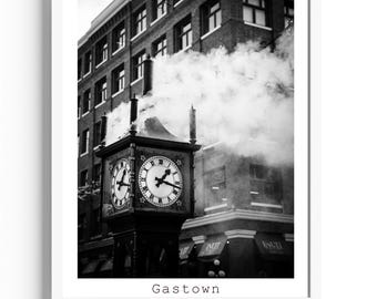 Vancouver Gastown Steam Clock Photo Print | Poster| Black and White | Wall Art | Canada |