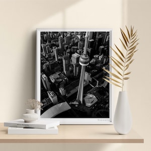Toronto CN Tower Print: Black and White Cityscape, Canada Wall Art