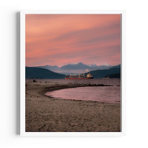 Sunset Landscape | Jericho Beach Kitsilano Vancouver, Beach, Ocean, Mountains, Beautiful British Columbia, Wall Art, Photo Print, Canada