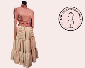 Tiered Peasant Skirt, Midi Length