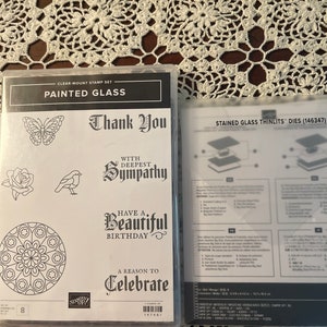 Price Reduced! Stampin Up Bundle: Painted Glass Stamp Set and Stained Glass Thinlits Dies