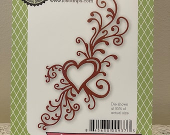 Impression Obsession io Steel Die # DIE126-U Heart Flourish Die Gently Used