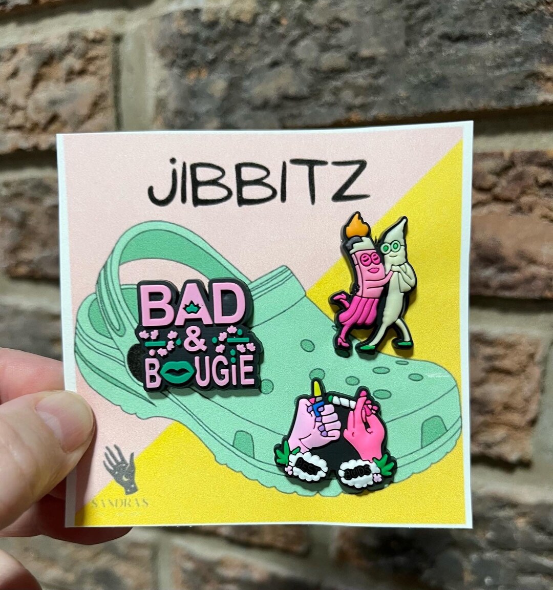 Weed Jibbitz/3 Pc Cannabis Croc Charms/funny Croc Charms/bad and Bougie