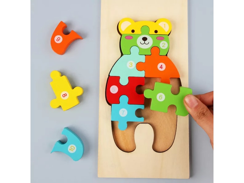 Wooden 3D Puzzles Montessori Game Toys Children Wood Jigsaw Puzzle ...
