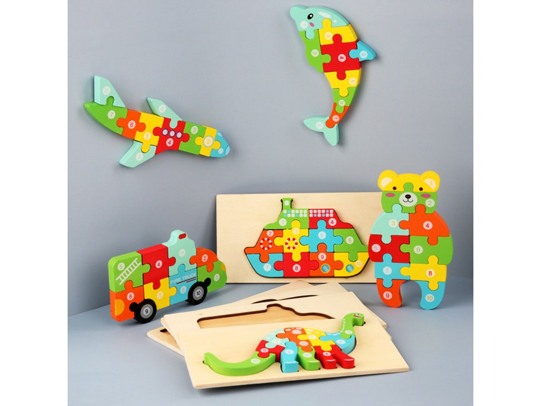 Wooden 3D Puzzles Montessori Game Toys Children Wood Jigsaw Puzzle ...