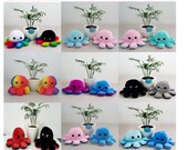 Cute Soft Reversible Octopus stuffed Animal toy plushie, show emotions toy gift