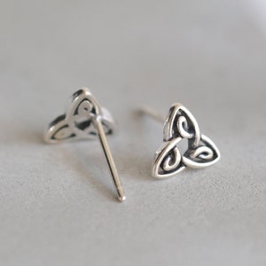 Handmade Triquetra Silver Earrings - Solid 925 Sterling Silver Stud Earrings