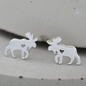 Moose Dainty 925 Sterling Silver Stud Friction Push Back Earrings for Children Girls Women