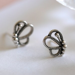 Cute Butterfly Silver Earrings - Dainty 925 Sterling Silver Stud Friction Push Back Earrings for Children Girls Women, Insects, Gift Idea