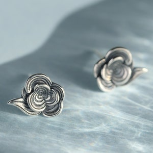 May include: A pair of silver earrings with a cloud design. The earrings are small and delicate, and they would make a great gift for someone who loves nature.