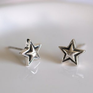 Star Silver Earrings - Handmade 925 Solid Sterling Silver Stud Earrings