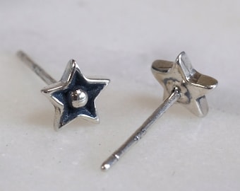 Star Earrings - Dainty 925 Sterling Silver Stud Friction Push Back Earrings for Children Girls Women, Dainty Silver Earrings, Minimalist