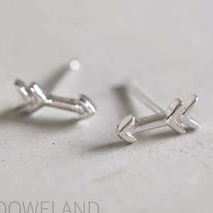 Arrow Silver Earrings - Dainty 925 Sterling Silver Stud Friction Push Back for Children Girls Women